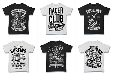 100 Vector Tshirt Designs ( B/W Concept )