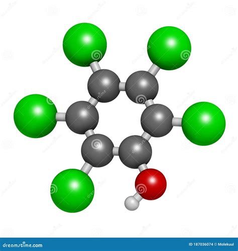 Pentachlorophenol (PCP) Pesticide and Disinfectant Molecule. Often Used for Wood Preservation ...