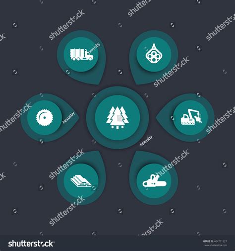 Logging Industry Icons Timber Logging Truck Stock Vector (Royalty Free ...