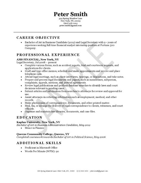 Legal Secretary Resume Example