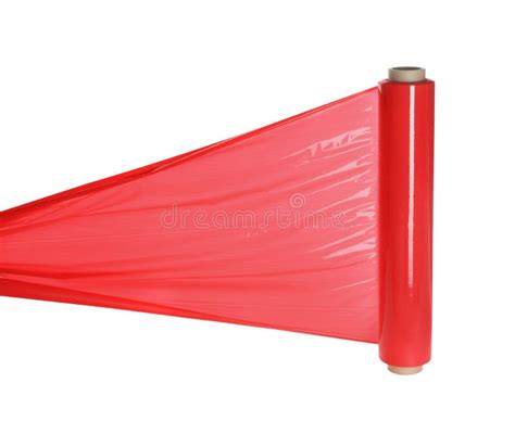 Roll of Red Plastic Stretch Wrap on White Background Stock Image - Image of polythene ...