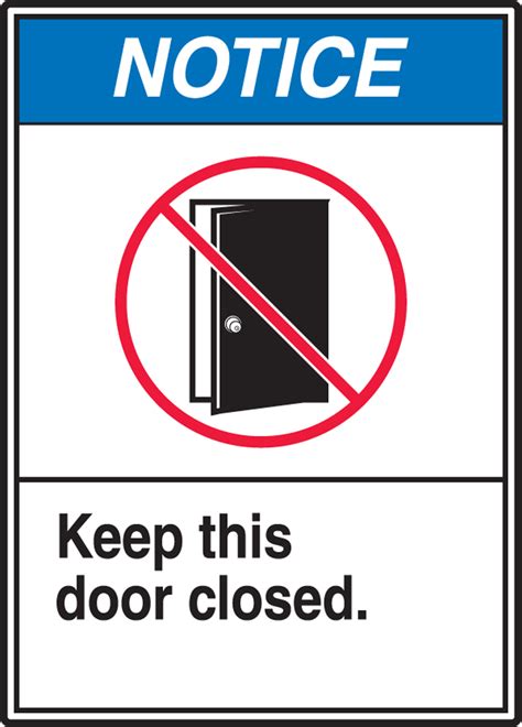 Keep This Door Closed ANSI Notice Safety Sign MRBR808