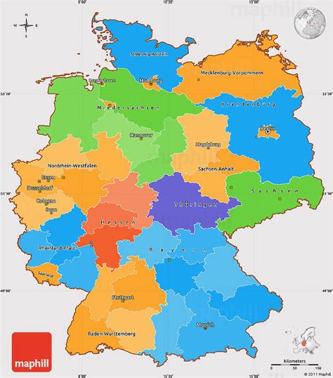 Political Simple Map of Germany, cropped outside