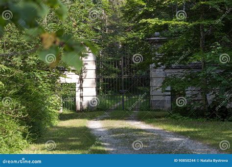 Iron Gate in a park stock photo. Image of clouds, outdoor - 90850244