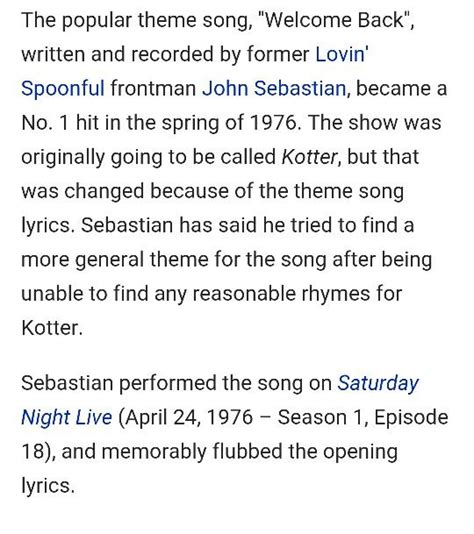 Welcome Back Kotter. Theme song: Welcome Back Kotter, Theme Song, Lovin, Records, Lyrics, Songs ...