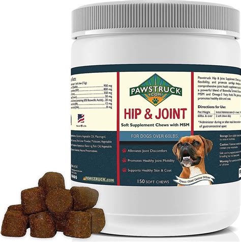 PAWSTRUCK Hip & Joint Chews Dog Supplement, Over 60 lbs, 150-count ...