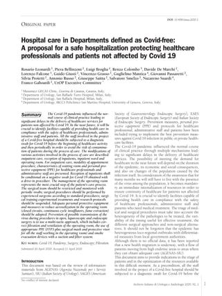 Hospital care in Department define as Covid-free: A proposal for a safe ...