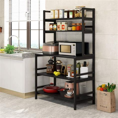 Tribesigns 5-Tier Kitchen Bakers Rack with Hutch, Industrial Microwave Oven Stand Kitchen ...