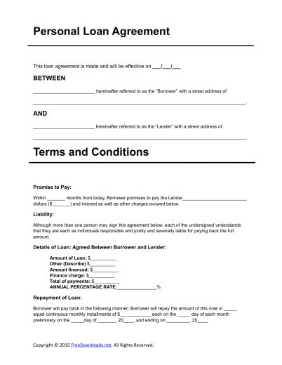 Download Personal Loan Agreement Template | PDF | RTF | Word | FreeDownloads.net