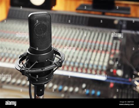 View of microphone in radio station Stock Photo - Alamy