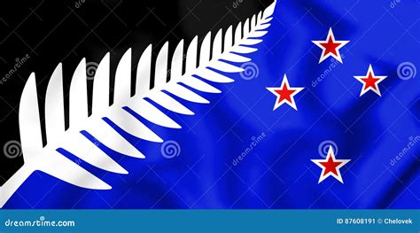 Silver Fern Flag, Flag of New Zealand. Stock Illustration ...