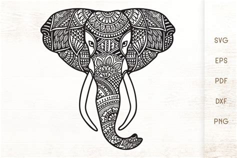 Elephant Head Zentangle - Elephant Doodle Art SVG