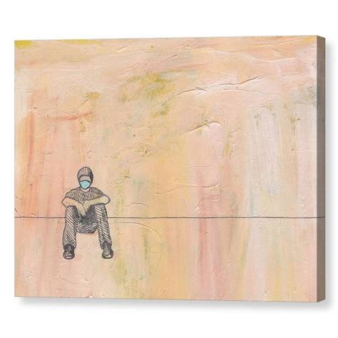 Social Distance Sitting with Mask Canvas Print - Art by Tina Lewis