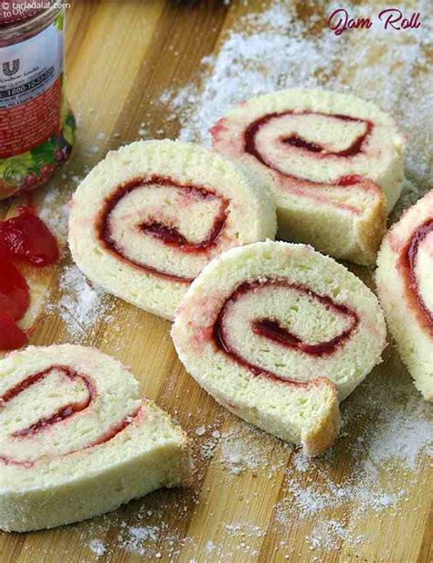 Jam Roll, Jam Swiss Roll recipe, Indian Vegetarian Recipes