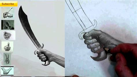 How to Draw a Hand Holding a Sword Step by Step - YouTube