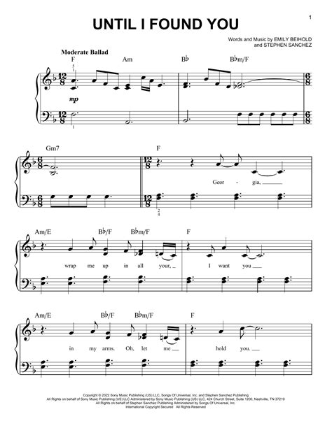 Until I Found You by Stephen Sanchez Sheet Music for Easy Piano at ...