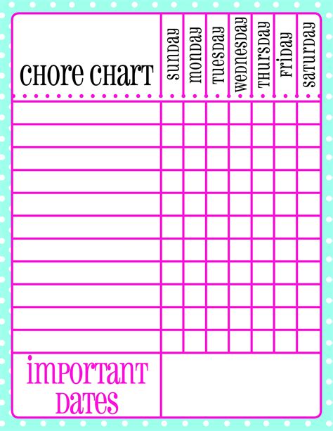 Free Printable Teenage Chore Chart - Free Printable