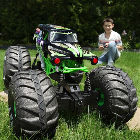 Monster Jam, Official Mega Grave Digger All-Terrain Remote Control Monster Truck with Lights, 1: ...