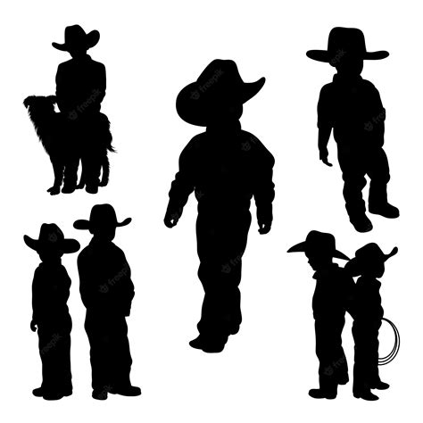 Premium Vector | Cute little cowboy silhouettes