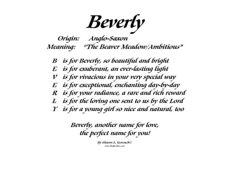 Meaning of Beverly - LindseyBoo