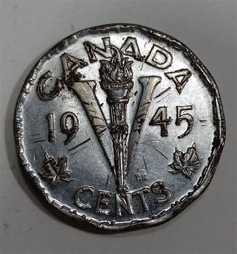 1945 Canada 5 Cents George VI Victory Canadian Nickel Coin | Rare coins ...