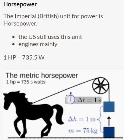 SOLVED:Horsepower The Imperial (British) unit for power is Horsepower: the US still uses this ...