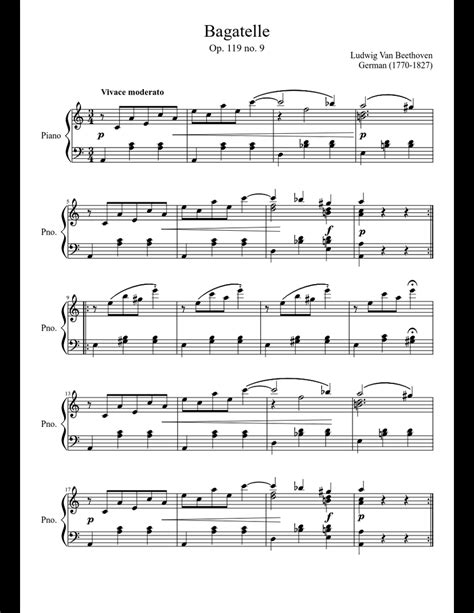 Bagatelle sheet music download free in PDF or MIDI