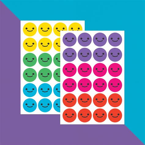 Colourful Smiley Faces x 48 // Teacher Stickers | Teacher stickers, Sticker shop, Unique sticker