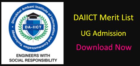 DAIICT UG Admission Merit List 2023 [ Link OUT ], DAIICT Merit List ...