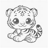 Premium Vector  Cute baby tiger Outline Line Drawing coloring Page sketch template
