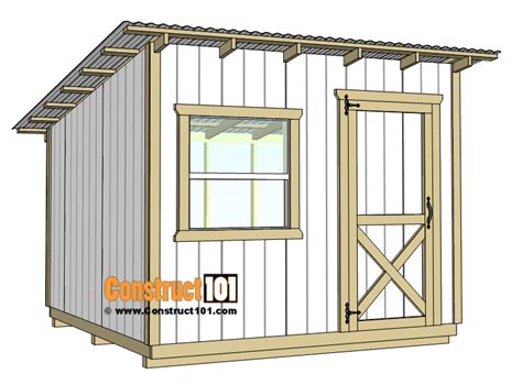 10x10 Lean To Shed Plans - Construct101 | Lean to shed plans, Lean to shed, Wood shed plans