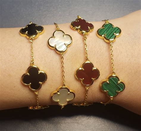 15mm four leaf clover bracelet in various colors. 5 charm | Etsy