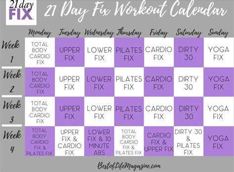 21 Day Fix Workout Sheets - 02/2022