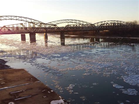 Frozen Ice on the Missouri River in Kansas City