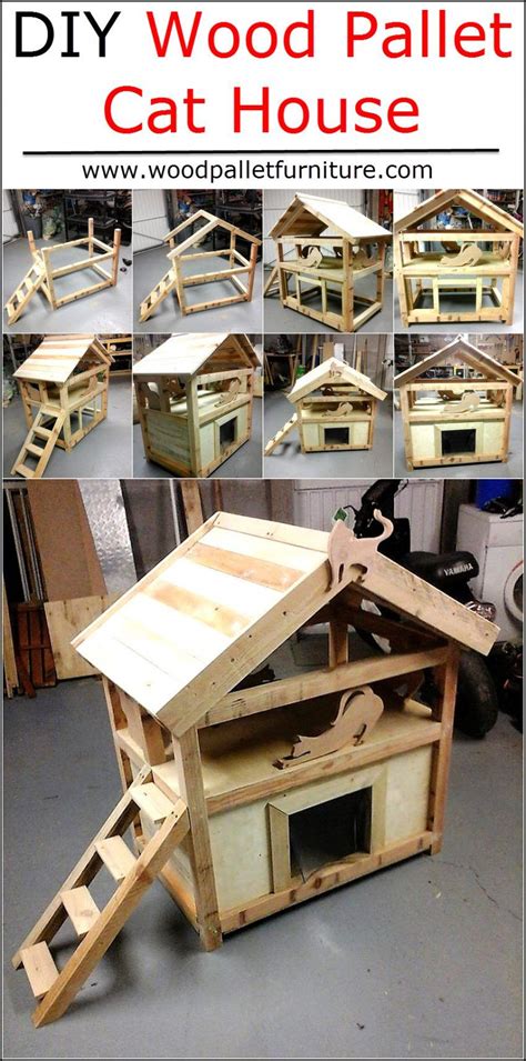 DIY Wood Pallet Cat House | Wood Pallet Furniture | Cat house diy, Outdoor cat house, Cat house