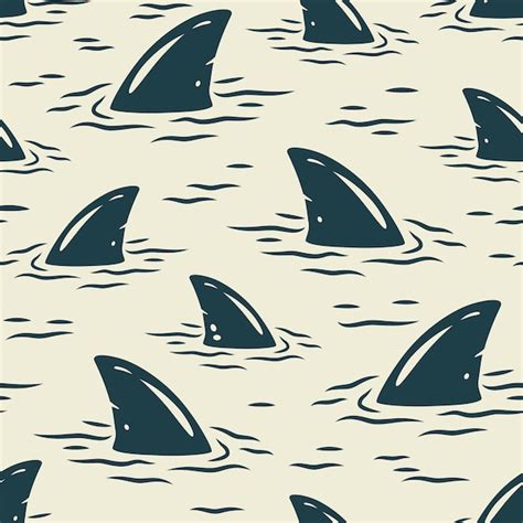 Premium Vector | Trendy seamless surfing patterns. Endless texture with shark fin for wallpaper