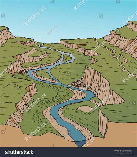 Illustration Fluvial Landforms Diagram Vector Stock Vector (Royalty ...