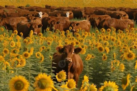 Many various sunflowers highland cow face. 23383090 Stock Photo at Vecteezy