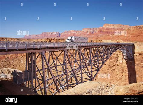 Navajo Bridge across the Colorado river, Marble Canyon, Vermillion Cliffs, Arizona, USA, America ...