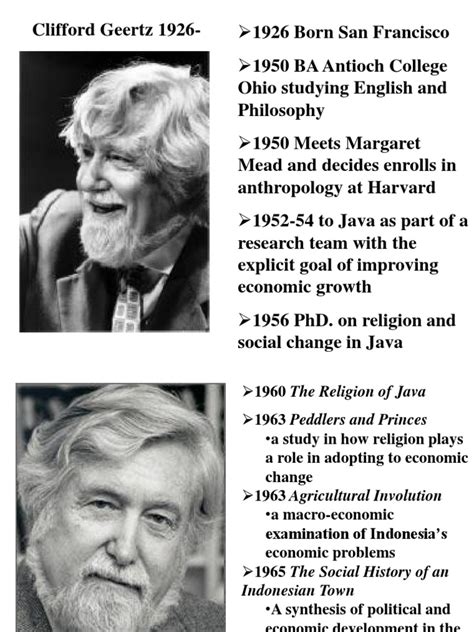 Clifford Geertz 1926-: 1926 Born San Francisco 1950 BA Antioch College ...