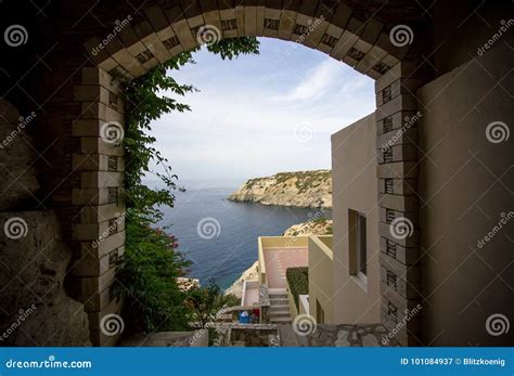 Hotel in Greece stock image. Image of landmark, coast - 101084937