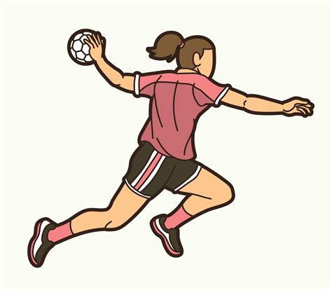 Cartoon Handball Sport Female Player Running Action 8630590 Vector Art at Vecteezy