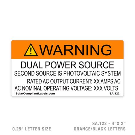 WARNING - 122 SIGN | SOLAR COMPLIANT LABELS