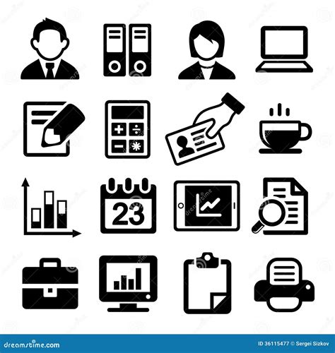 Office Icons Set stock vector. Image of folders, graph - 36115477