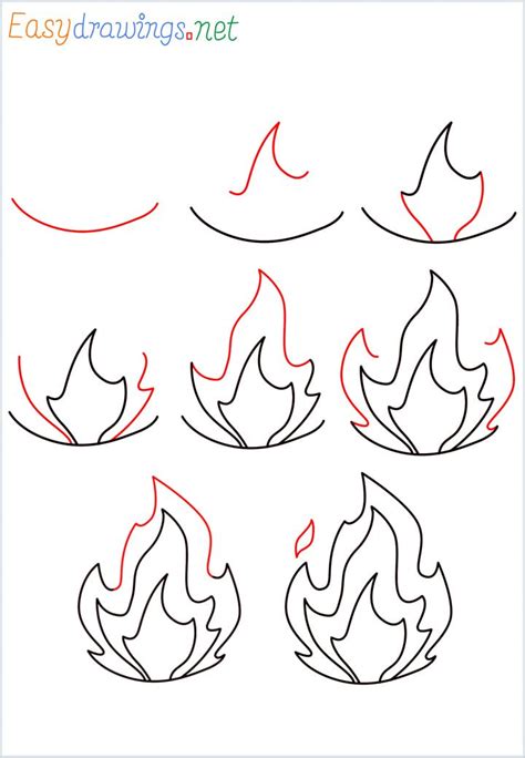 How To Draw Flames Step By Step Easy at Drawing Tutorials
