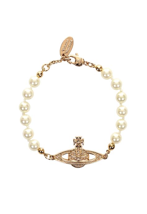 Lyst - Vivienne Westwood Mini Bas Relief Pearl Bracelet in Metallic