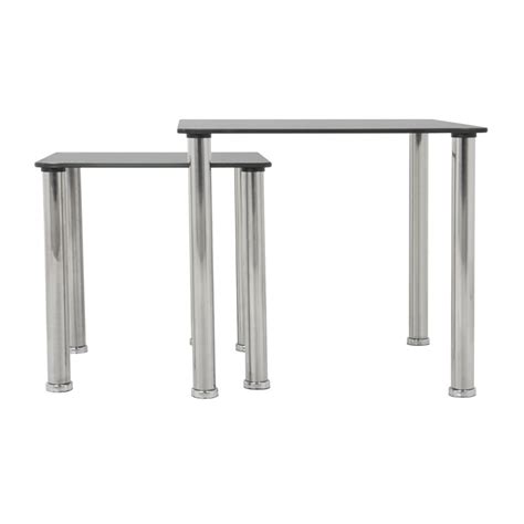 T32-A 2 Nesting Side Tables, End Tables , Black Glass and Chrome - Walmart.com