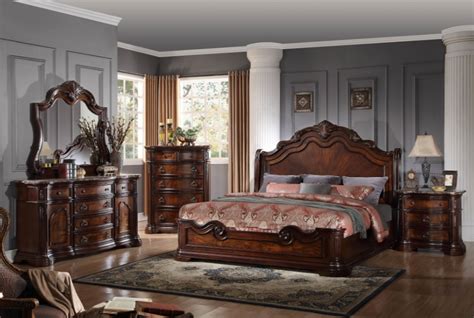 Barney’s Traditional Walnut with Marble Top Bedroom Set | Casye Furniture