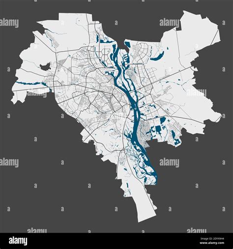 Kyiv Kiev map. Detailed map of Kyiv Kiev city administrative area. Cityscape panorama. Royalty ...