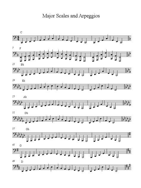 12 Major Scales Tuba | PDF | Musical Compositions | Elements Of Music